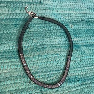 Mesh tube necklace w crystal inside